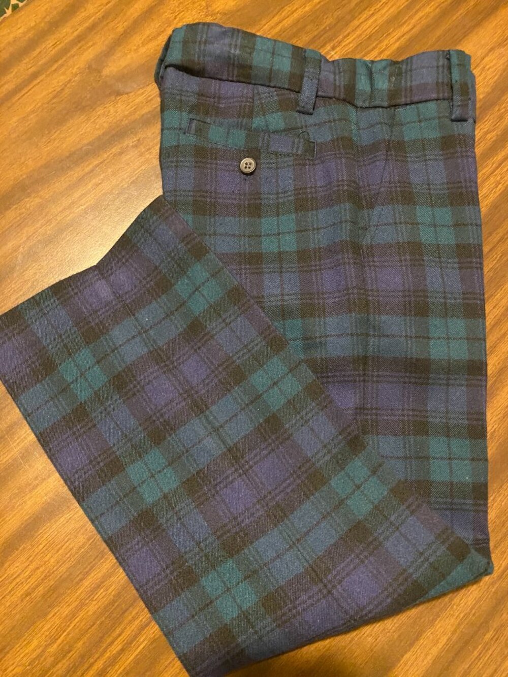Greeen and Blue Tartan Plaid Slacks